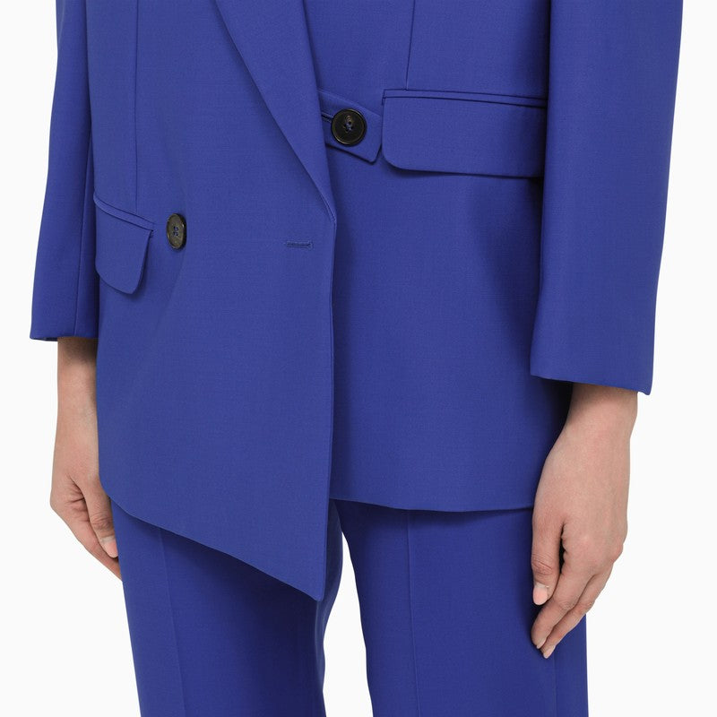 Electric blue double-breasted blazer