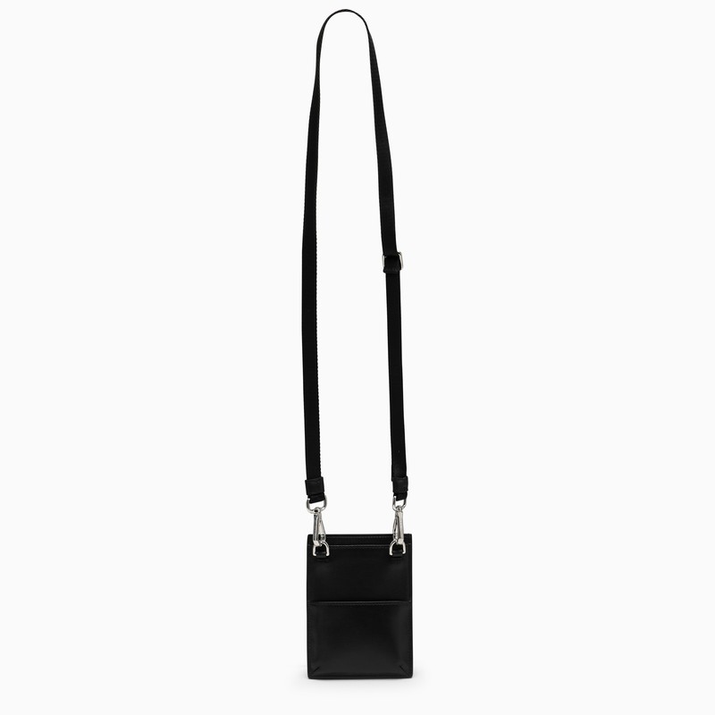 Black credit card holder with shoulder strap