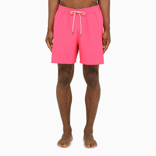 Fuchsia nylon beach boxer shorts
