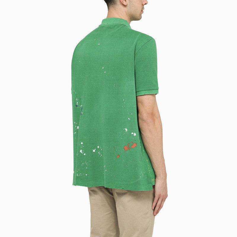 Green paint-effect polo shirt