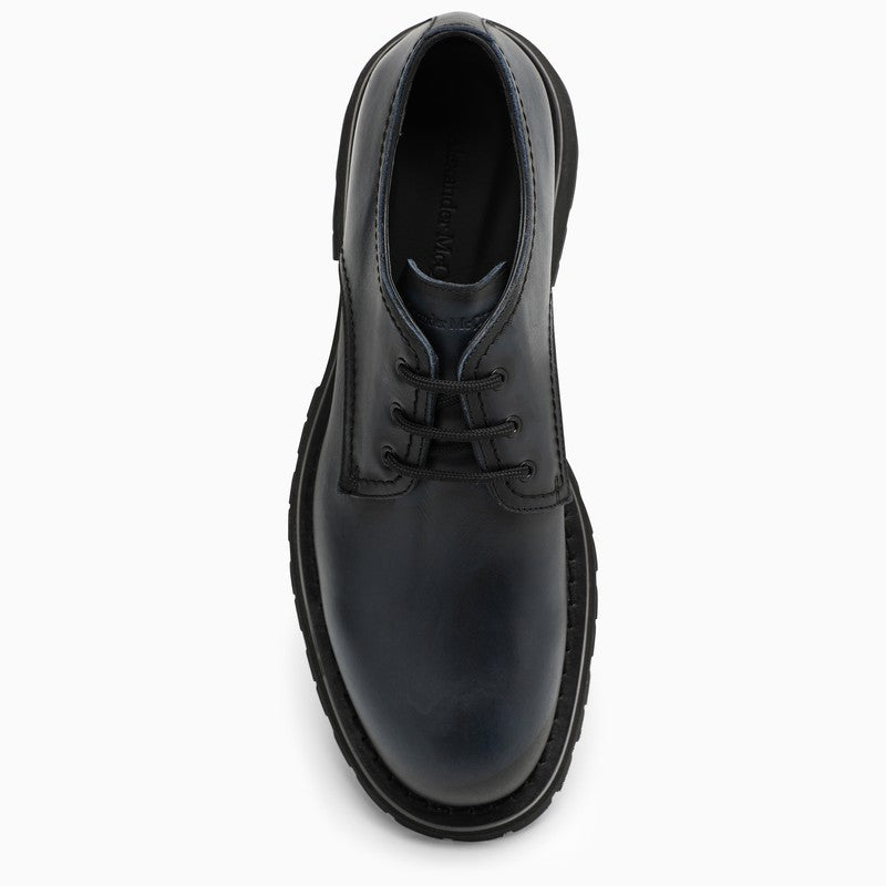 Smooth anthracite grey leather lace-ups