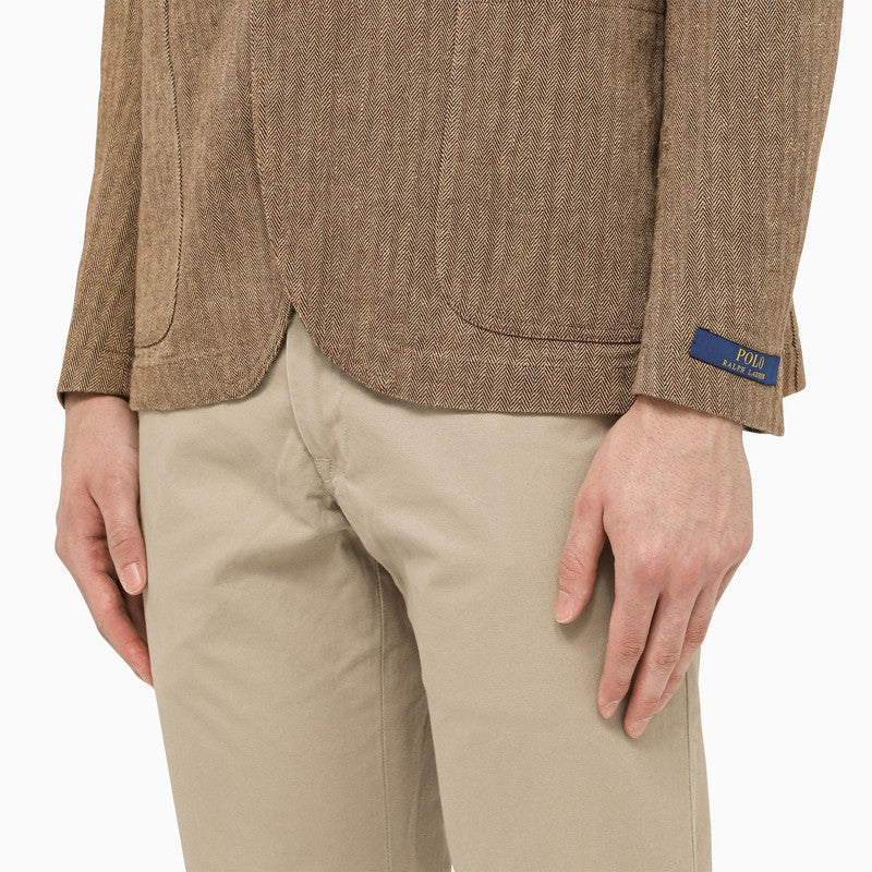 Single-breasted brown herringbone jacket