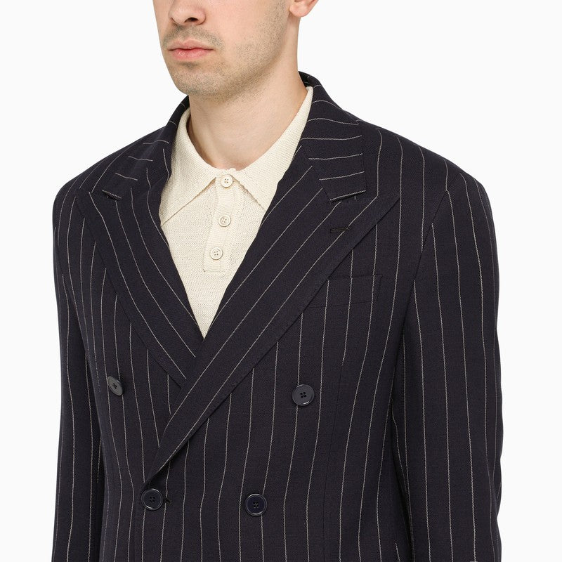Blue pinstriped double-breasted Polo jacket