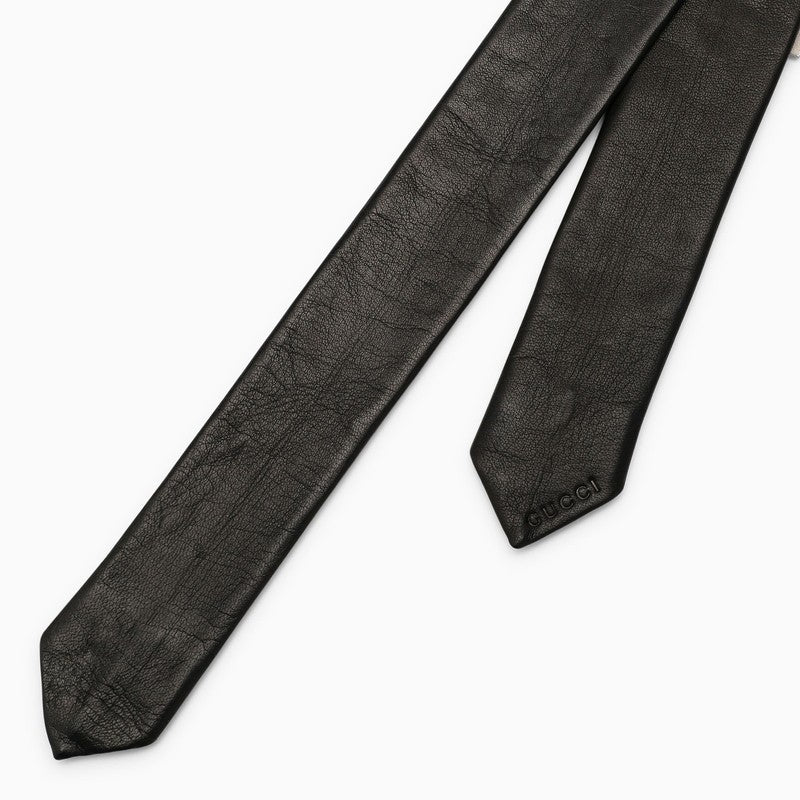 Black leather tie