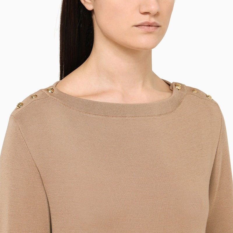 Camel cashmere crew-neck sweater