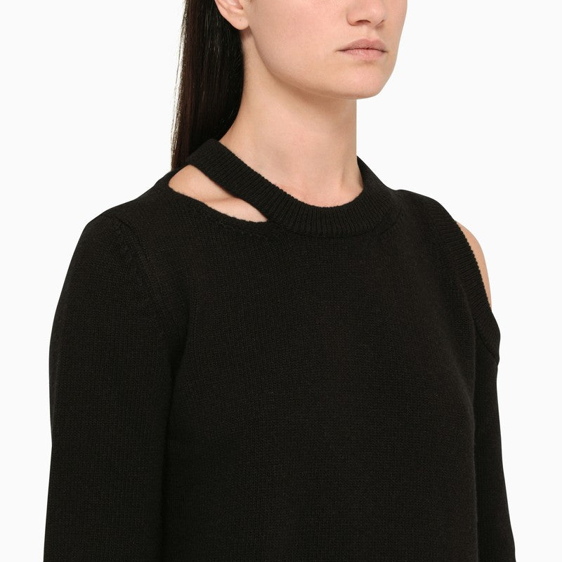 Black cut-out asymmetric pullover