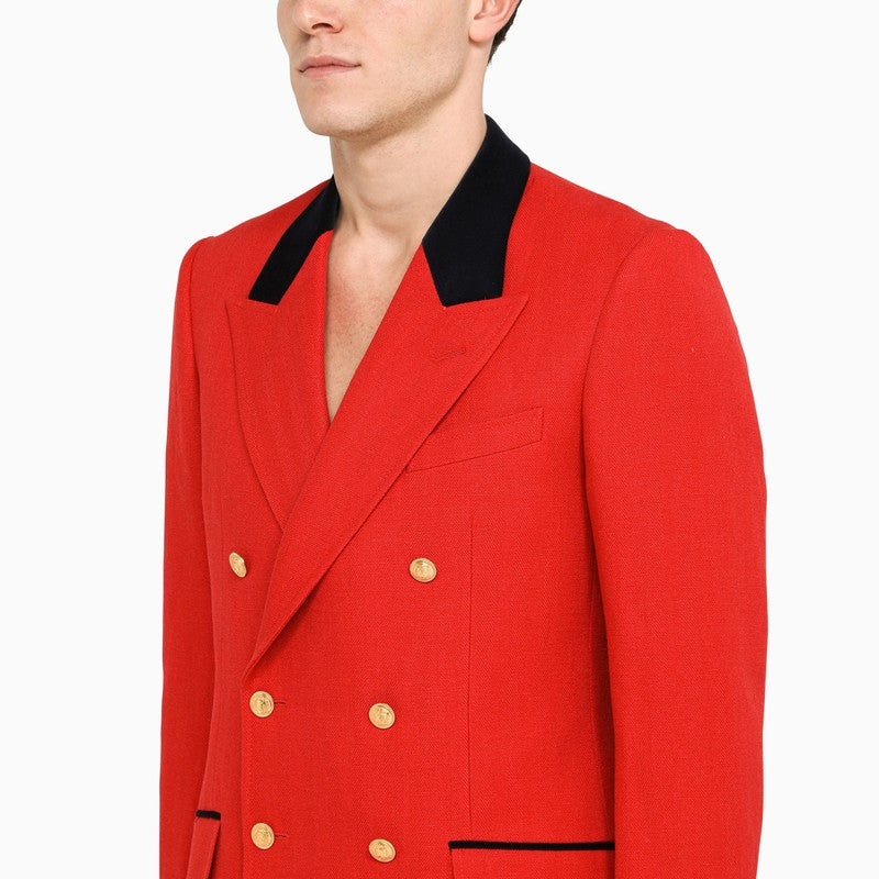 Red double-breasted jacket in wool