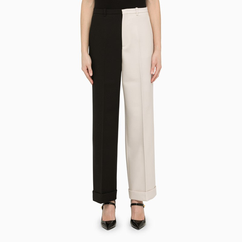 White/black colour-block trousers