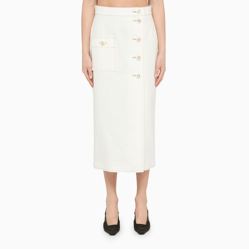 White cotton midi skirt