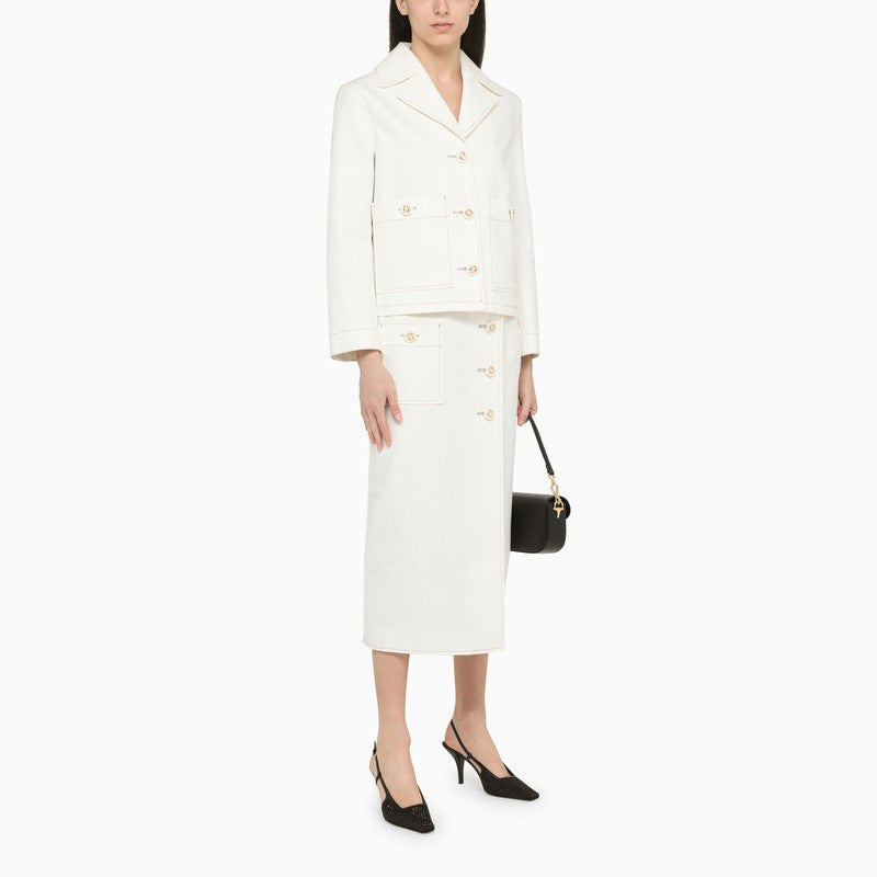 White cotton midi skirt