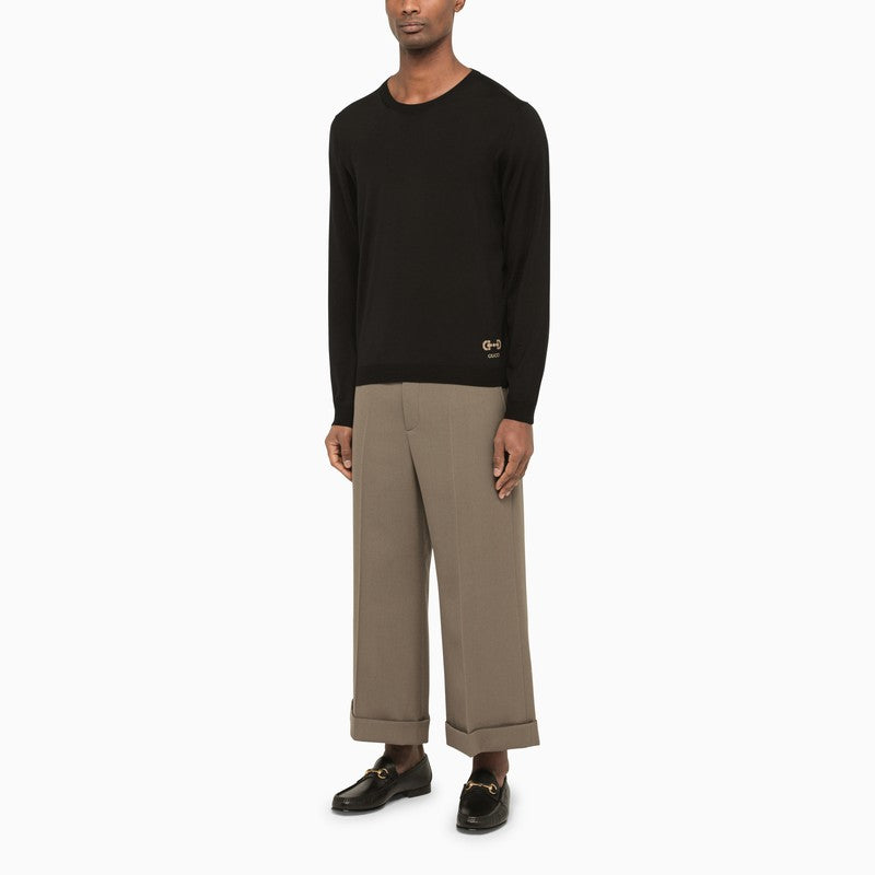 Cropped mud trousers in gabardine