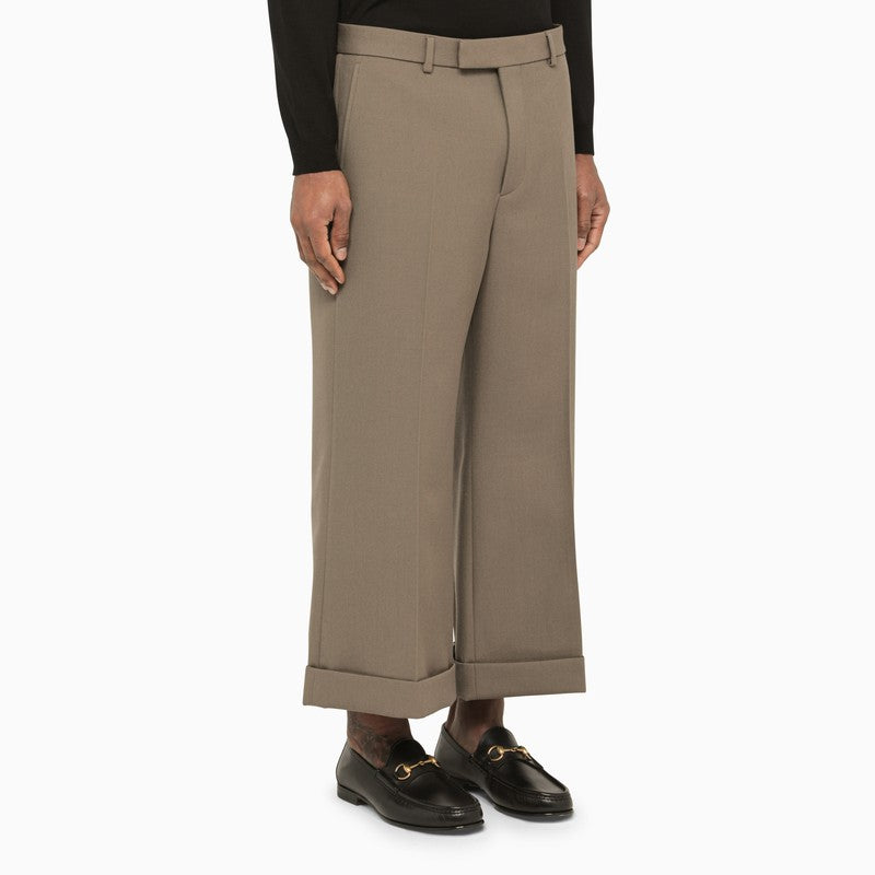 Cropped mud trousers in gabardine