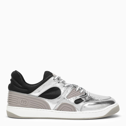 Low silver leather trainer