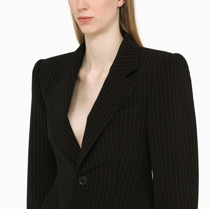 Black pinstripe structured jacket