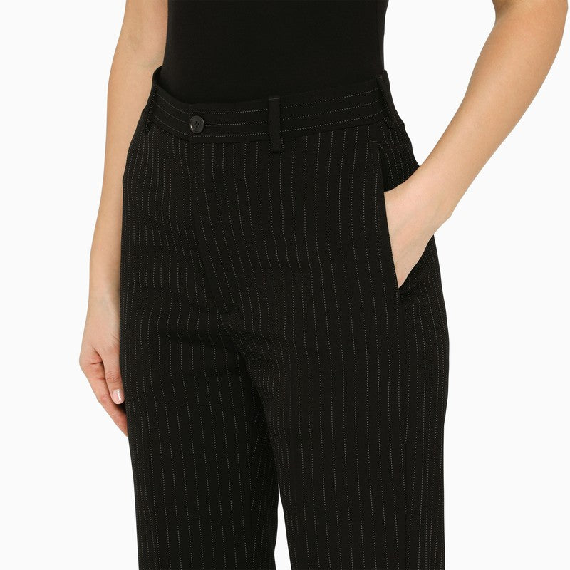 Black pinstripe trousers