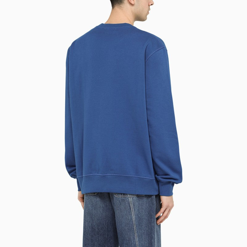 Blue cotton crew-neck sweatshirt