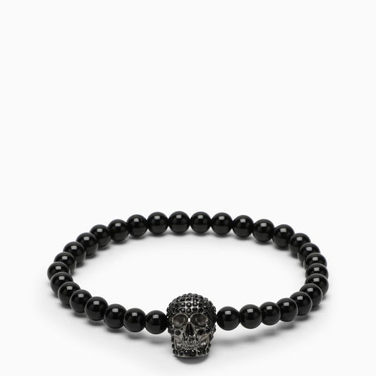 Skull bracelet with pearls and crystals