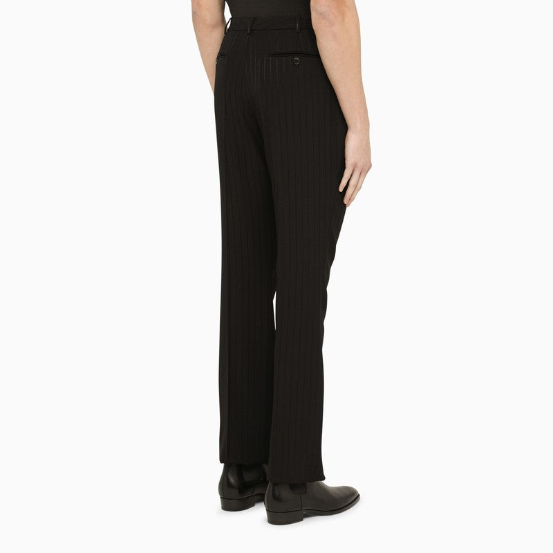 Black pinstripe tailored trousers