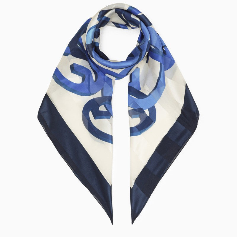 [스몰럭셔리]Blue silk scarf with print