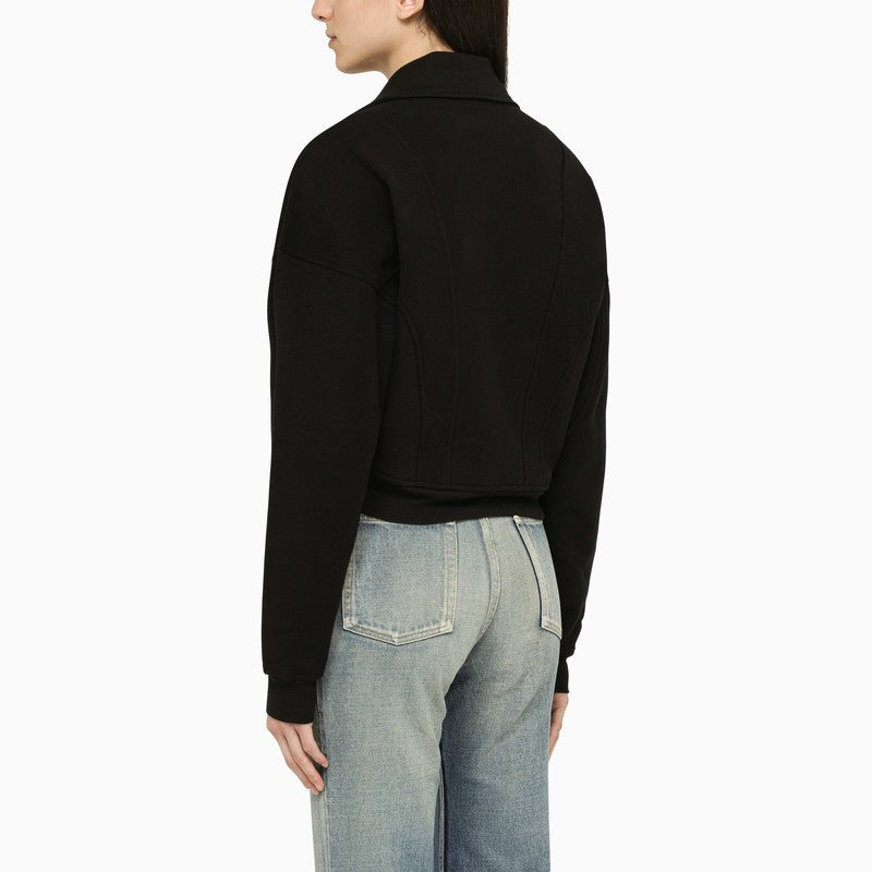Short black cotton sweatshirt