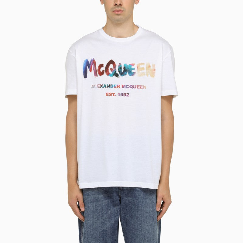 McQueen Graffiti print white T-shirt