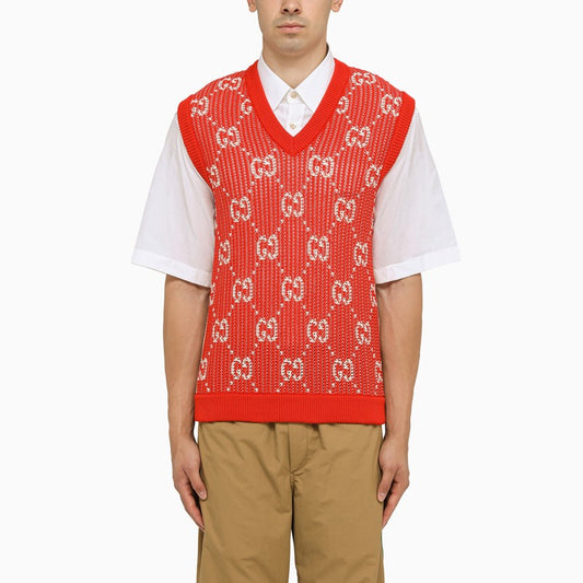 Red/ivory waistcoat with GG