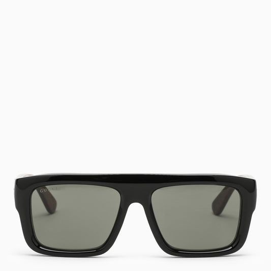 Rectangular black/tortoiseshell sunglasses