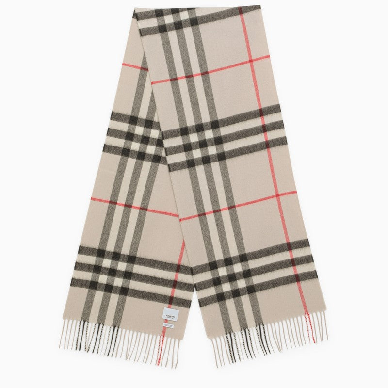 Check pattern cashmere scarf