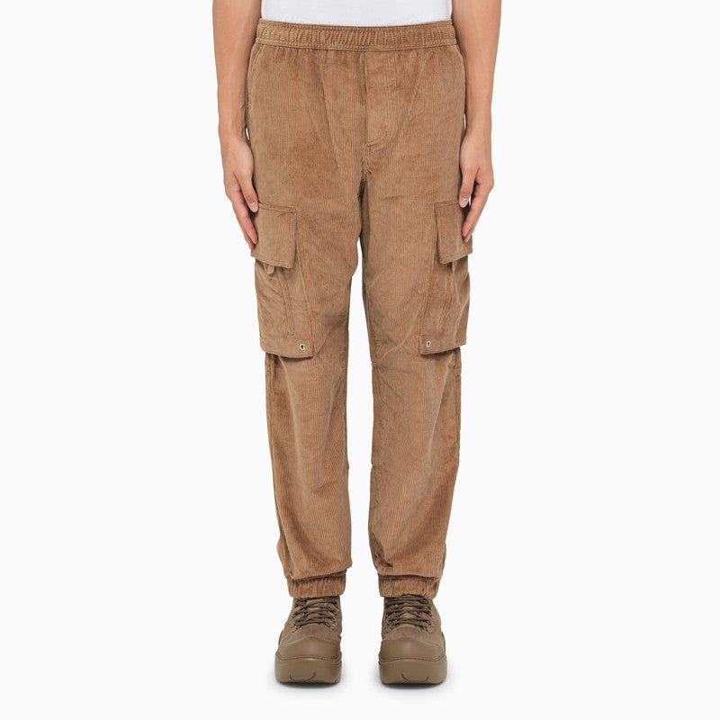 Corduroy camel-coloured cargo trousers