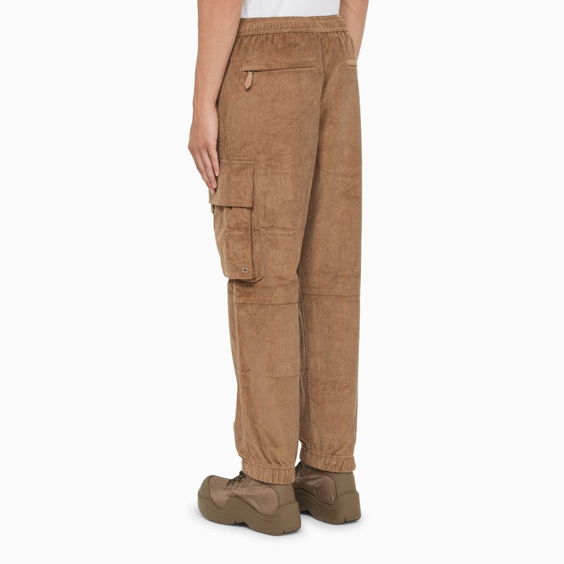 Corduroy camel-coloured cargo trousers