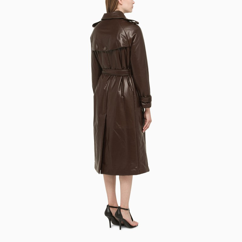 Waterloo trench coat in dark brown leather