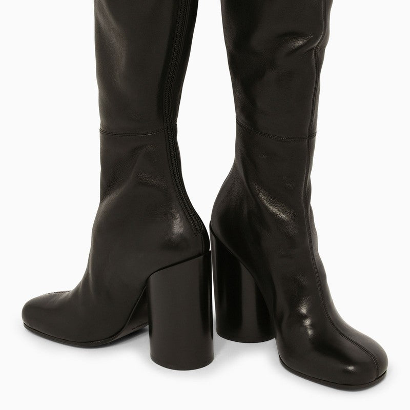 High black leather boot