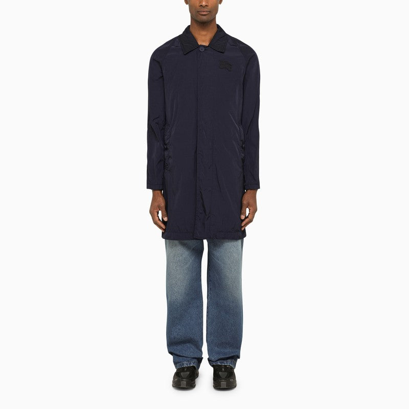 Single-breasted navy trench coat
