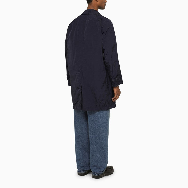 Single-breasted navy trench coat