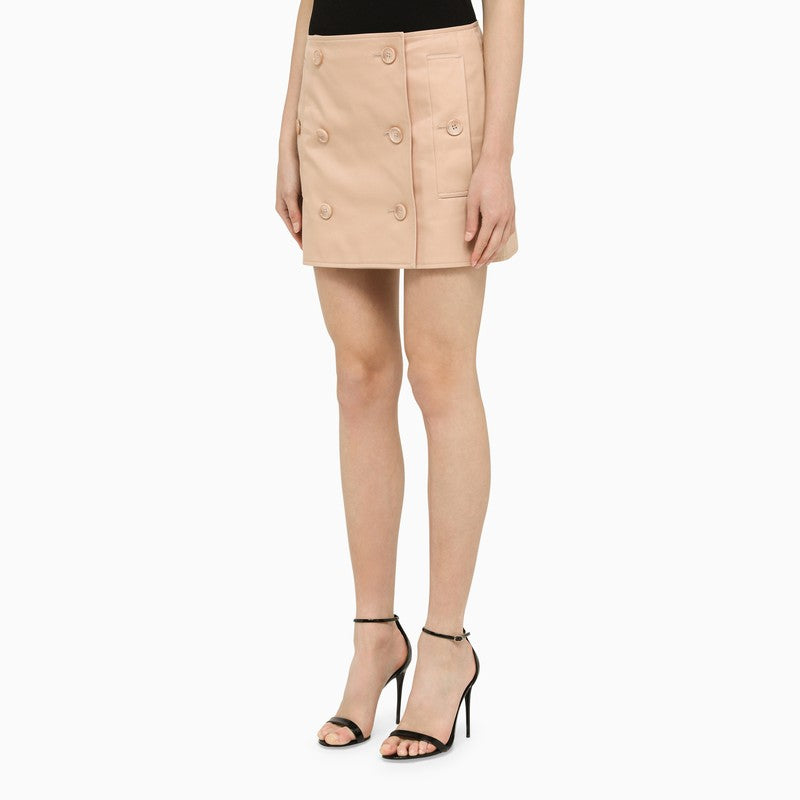 Nude cotton trench miniskirt