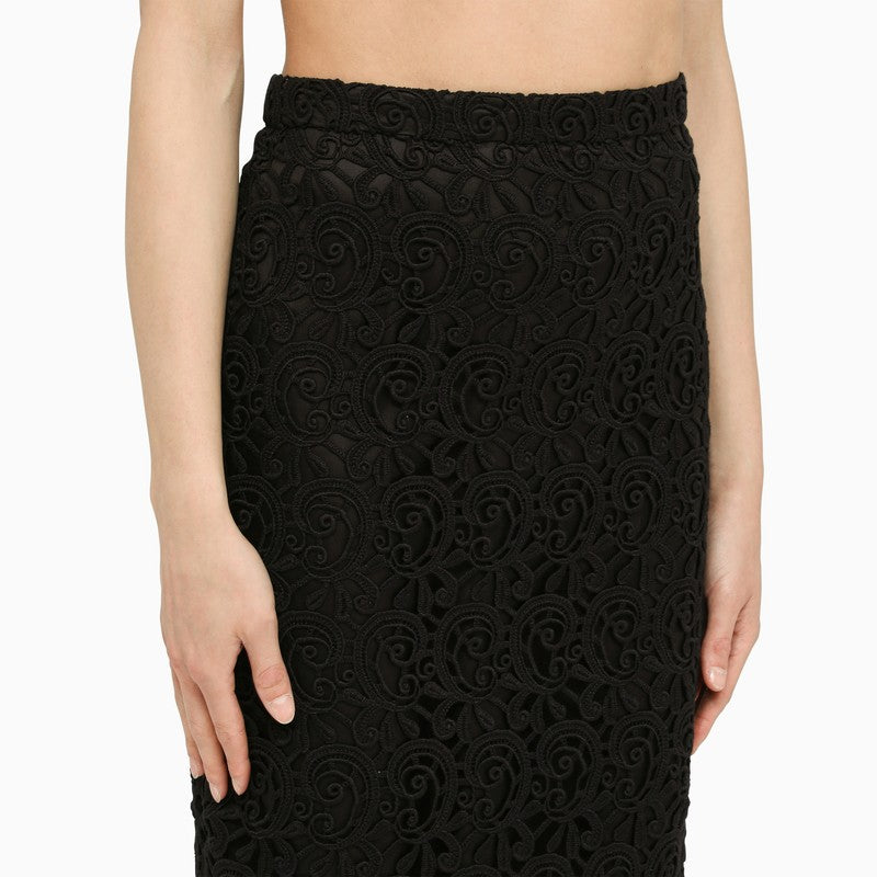 Black lace pencil skirt