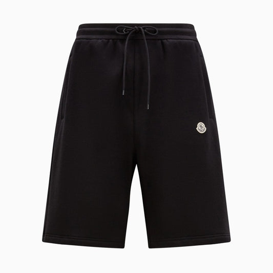 Black cotton jersey bermuda shorts