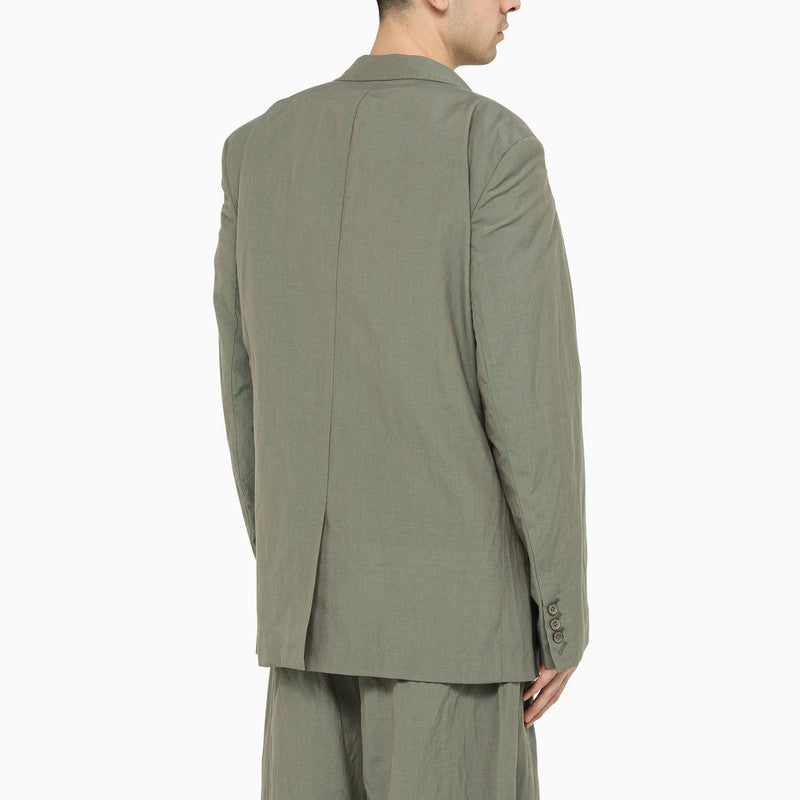 Single-breasted khaki jacket in technical fabric