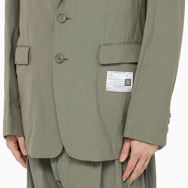 Single-breasted khaki jacket in technical fabric