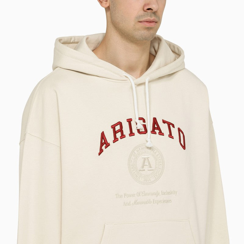 Beige sweatshirt hoodie with logo
