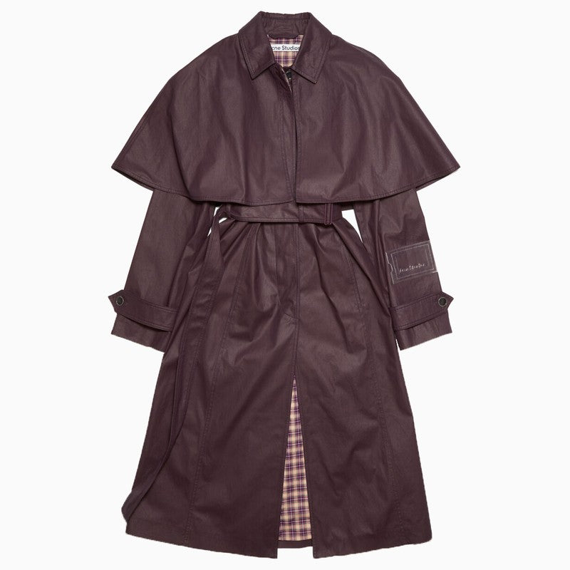 Purple trench coat in cotton blend