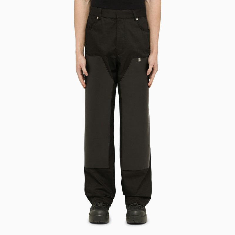 Black trousers with leather detail