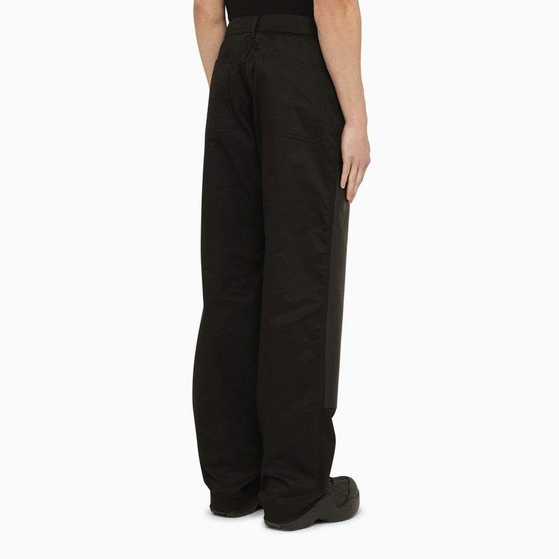 Black trousers with leather detail