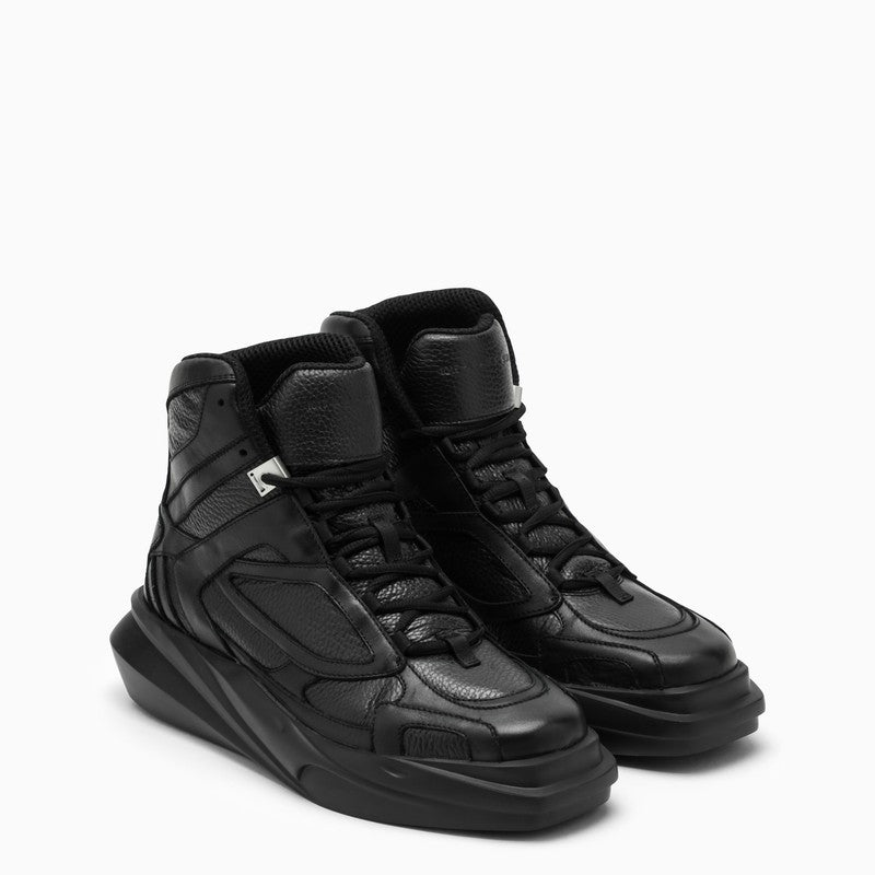 Black leather high-top sneakers