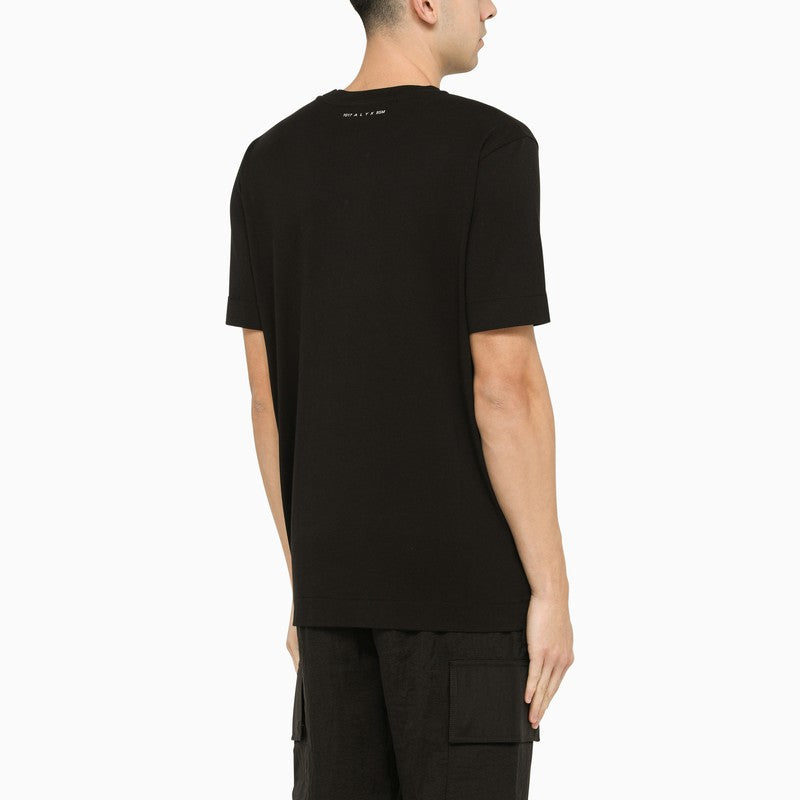 Black printed crew-neck T-shirt