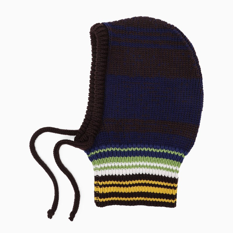 Striped cooffee knit balaclava
