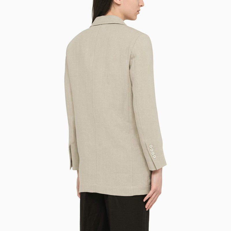 Single-breasted sand linen jacket