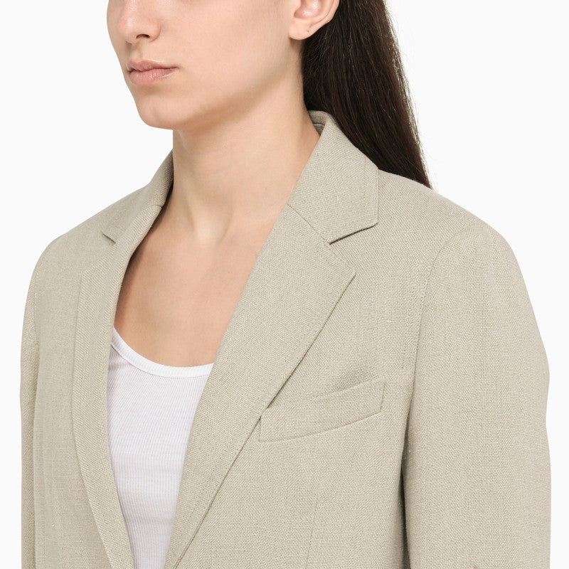 Single-breasted sand linen jacket