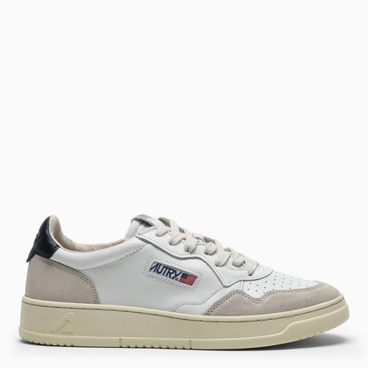 Medalist white/blue leather trainer
