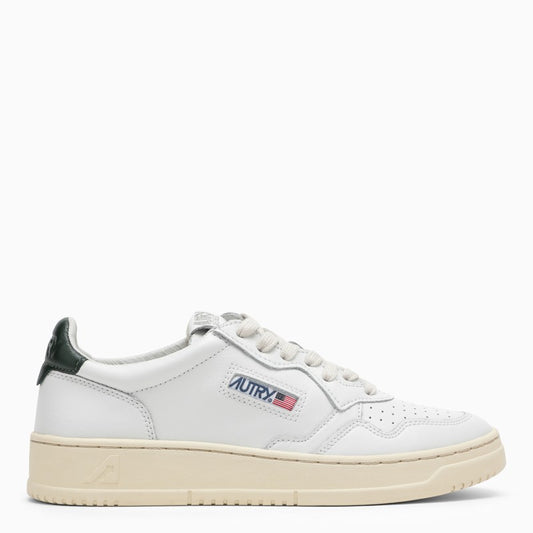 Medalist white/green leather trainer